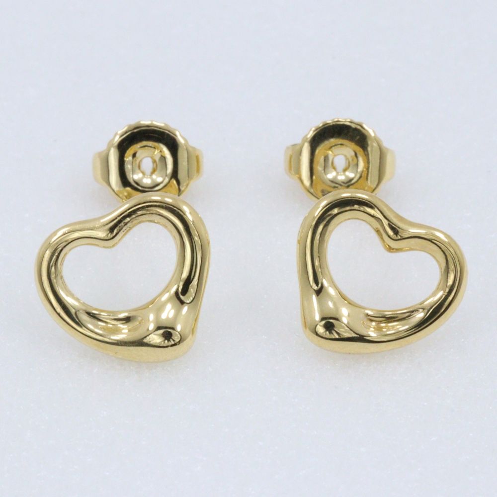 Tiffany & Co Open Heart Elsa Peretti Gold Earrings — view 4