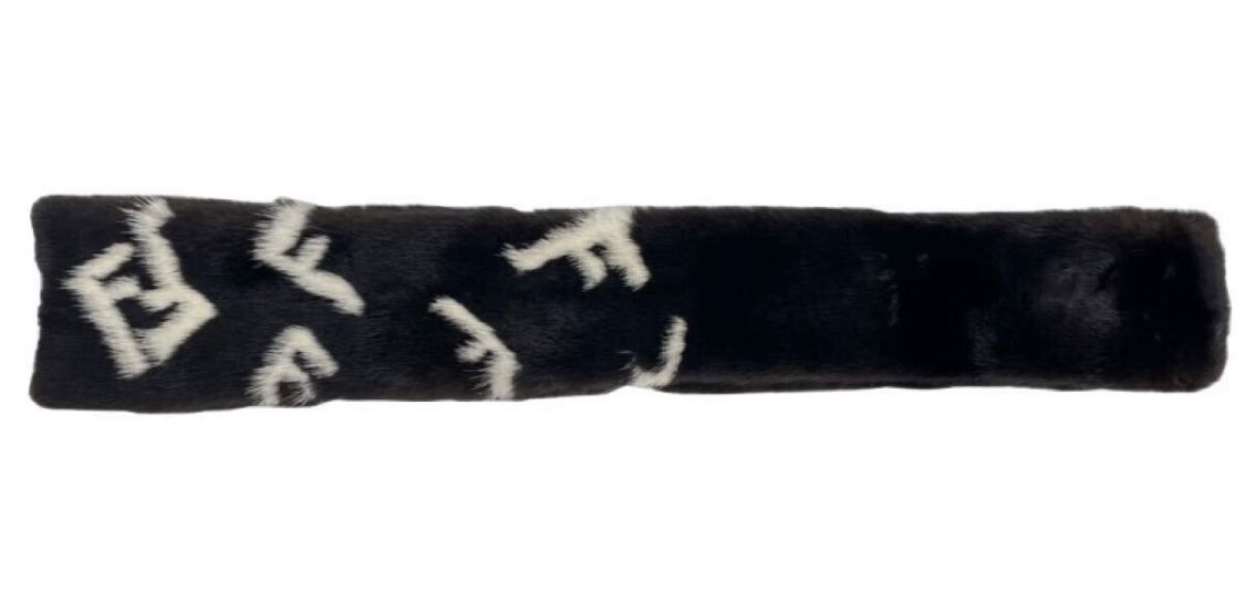 Fendi Mink Scarf FF Zucca Leather Fur Black — view 2