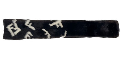 Fendi Mink Scarf FF Zucca Leather Fur Black — view 2