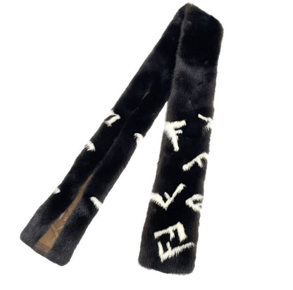 Fendi Mink Scarf FF Zucca Leather Fur Black — view 8