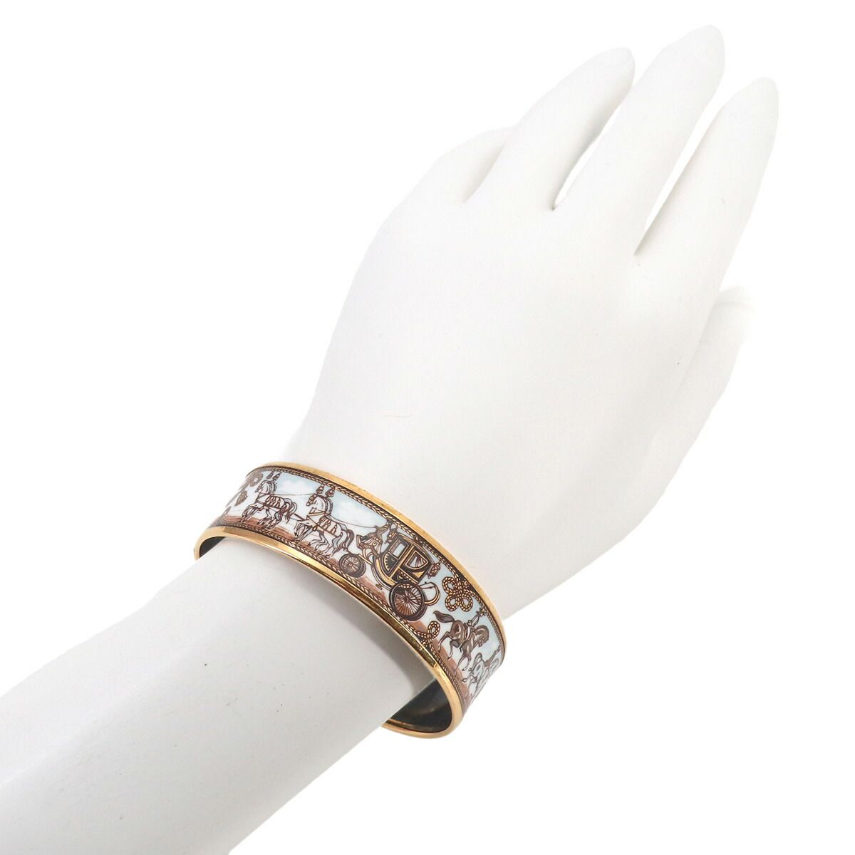 Hermes Enamel GM Bangle Bracelet Multicolor Gold Carriage Email GM — view 7