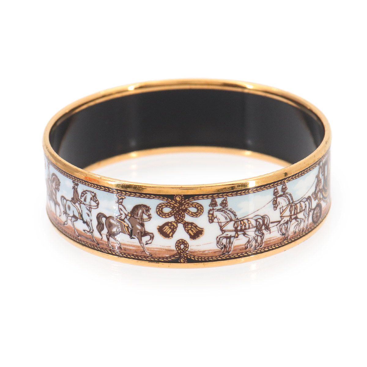 Hermes Enamel GM Bangle Bracelet Multicolor Gold Carriage Email GM — view 3