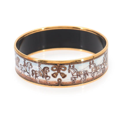 Hermes Enamel GM Bangle Bracelet Multicolor Gold Carriage Email GM — view 3