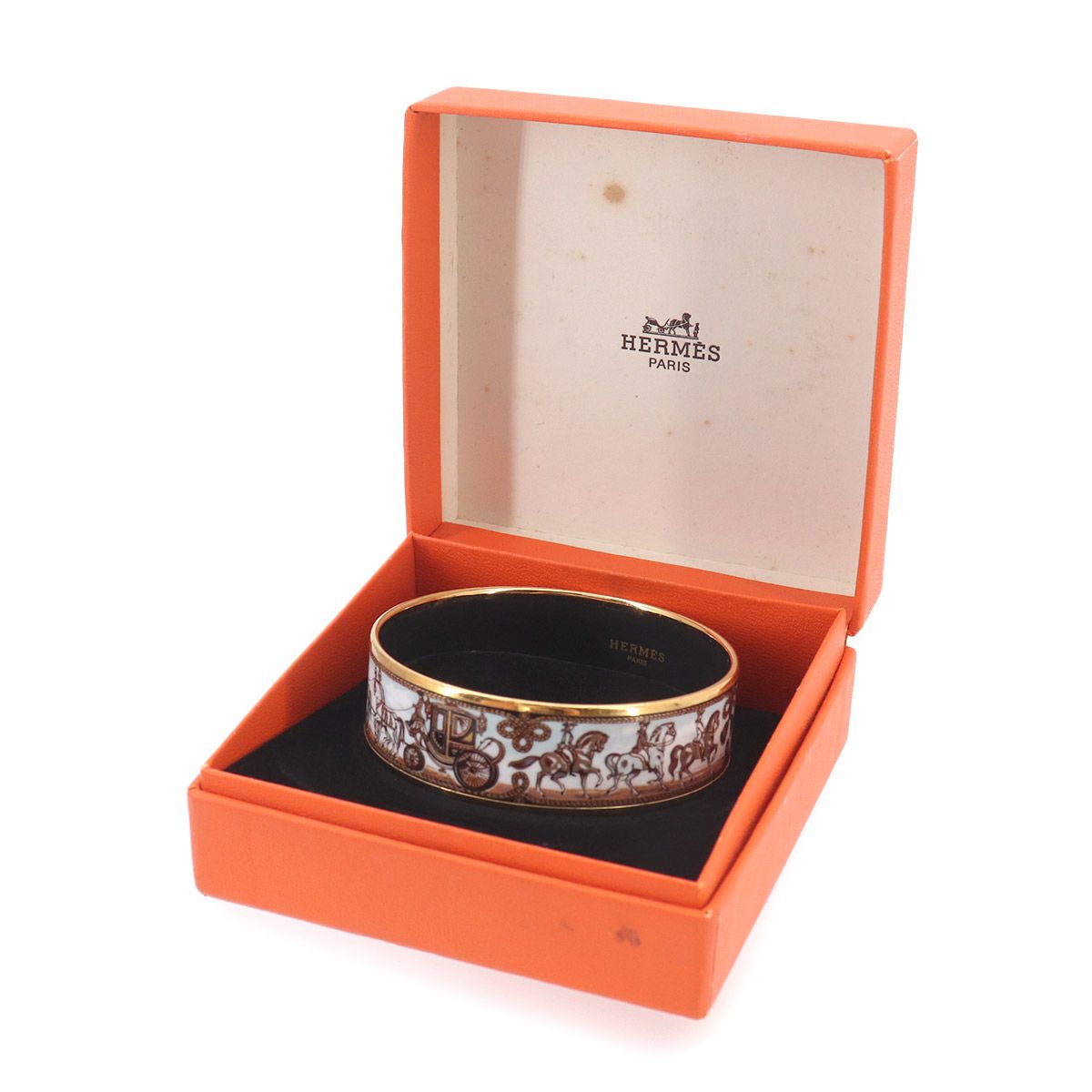 Hermes Enamel GM Bangle Bracelet Multicolor Gold Carriage Email GM — view 2