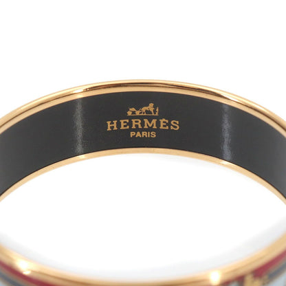 Hermes Enamel Bangle Bracelet Red Multicolor Gold Email — view 3