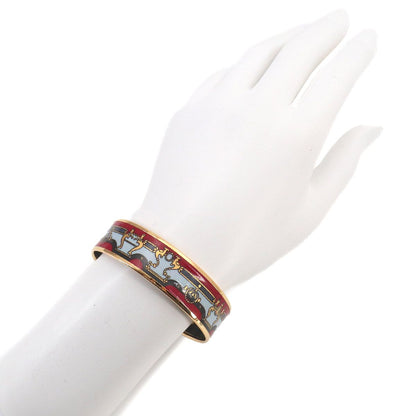 Hermes Enamel Bangle Bracelet Red Multicolor Gold Email — view 6