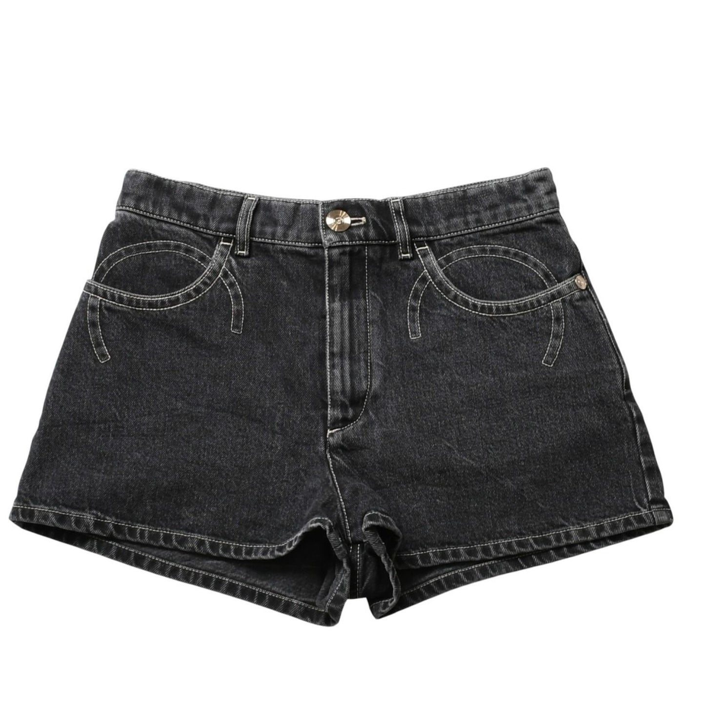 Chanel Denim Shorts Skirt Black