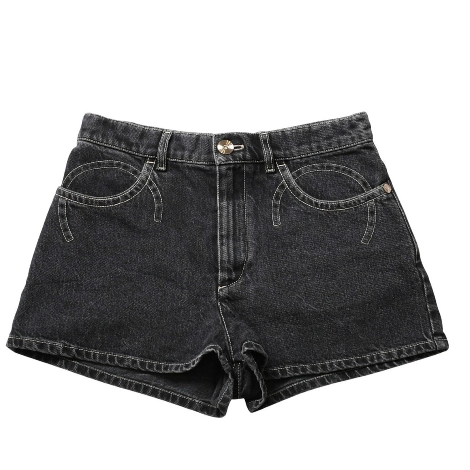 Chanel Denim Shorts Skirt Black