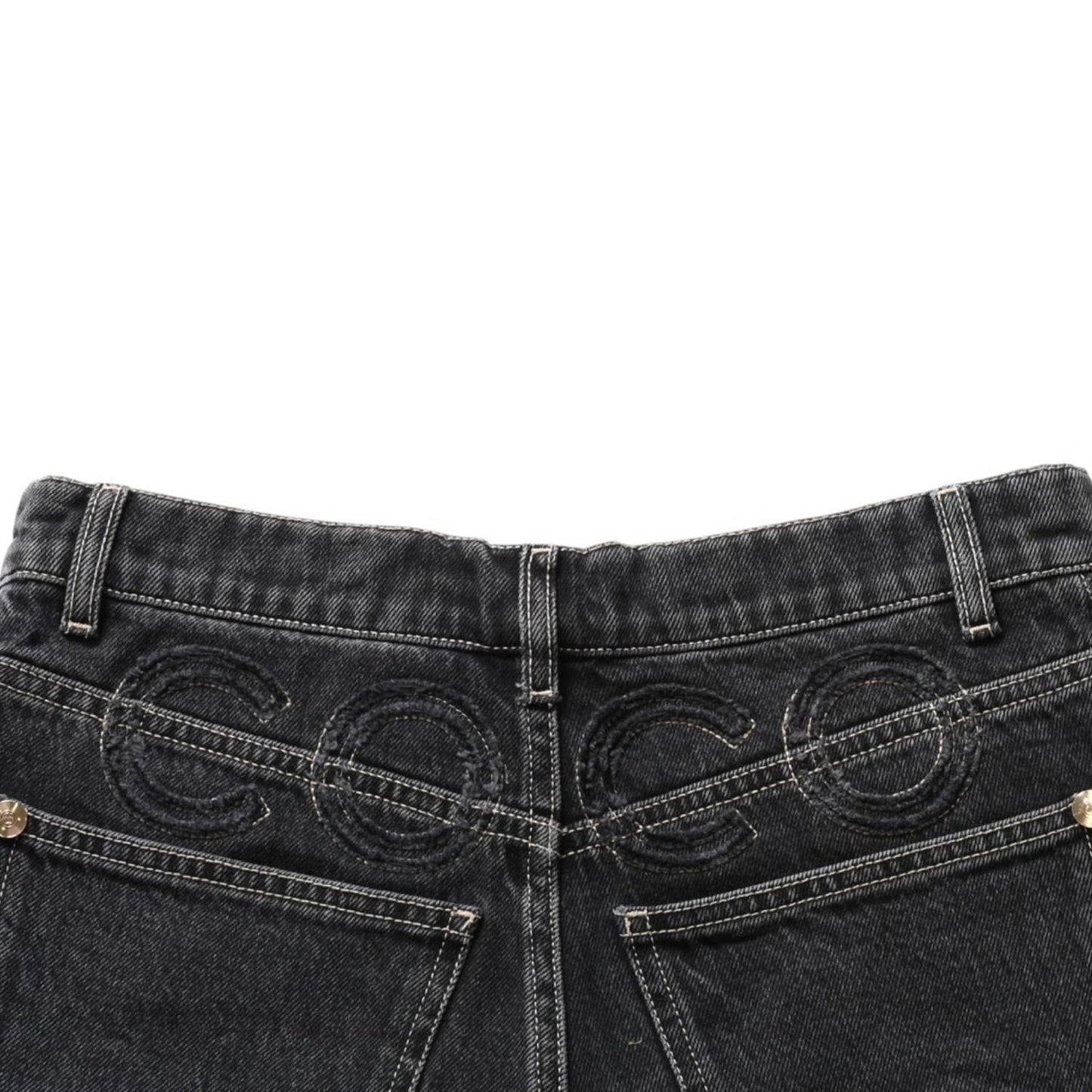 Chanel Denim Shorts Skirt Black — view 7