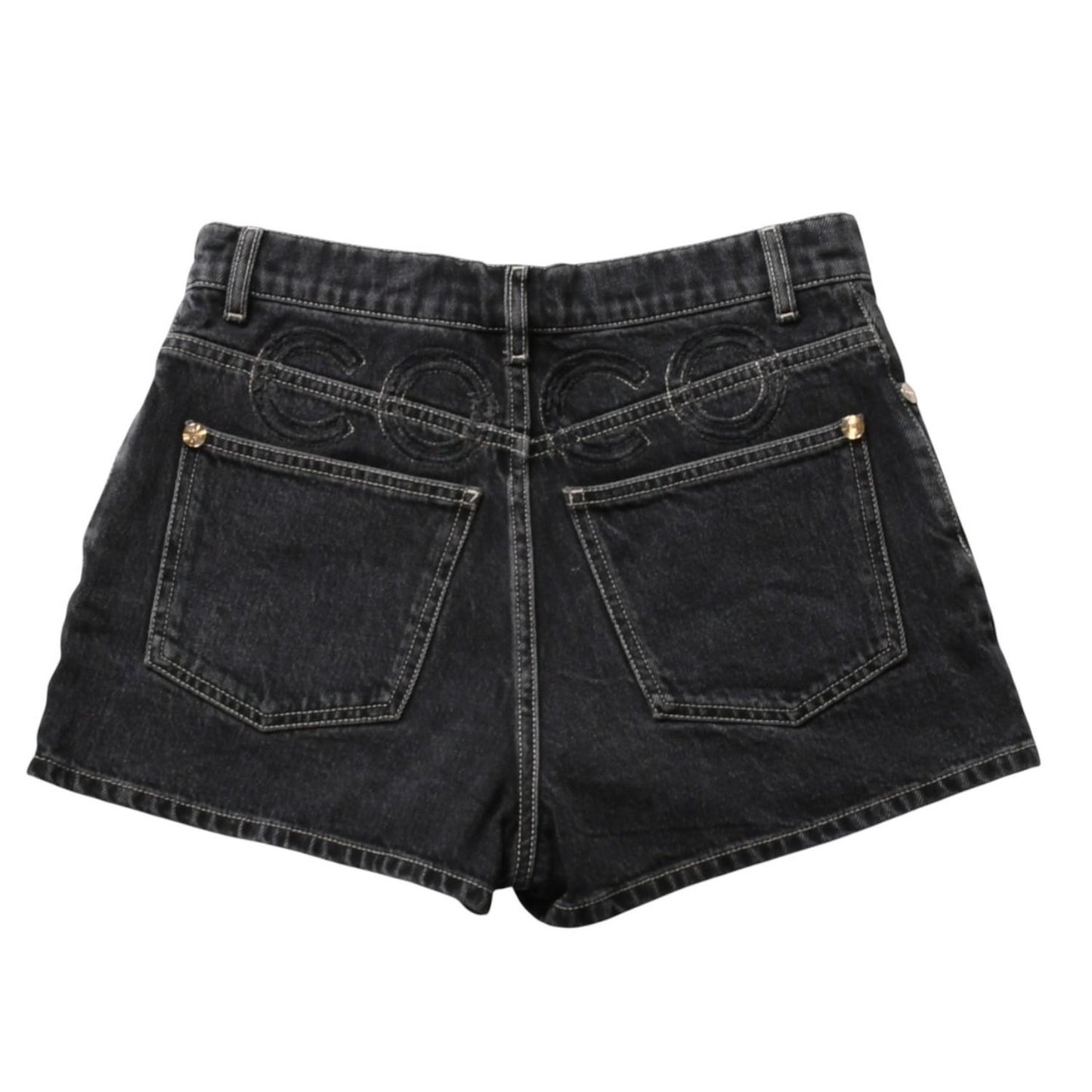 Chanel Denim Shorts Skirt Black — view 2