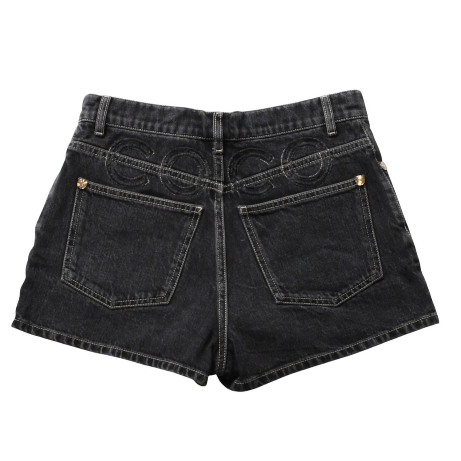 Chanel Denim Shorts Skirt Black — view 2