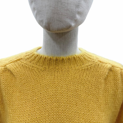 Miu Miu Checkered Pattern Mohair Long Sleeve Knit Sweater Yellow Red 38 — view 4