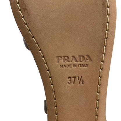 Prada Strap Sandals Leather Platform Thick Sole Wedge Brown — view 8