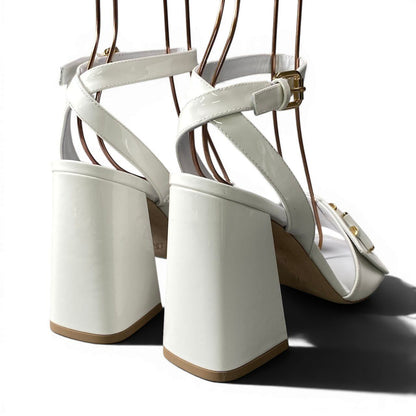 Louis Vuitton LV Initial Shake Line Ankle Strap Sandals White Patent 37 — view 4