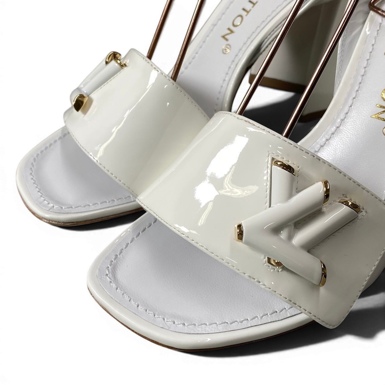 Louis Vuitton LV Initial Shake Line Ankle Strap Sandals White Patent 37 — view 6