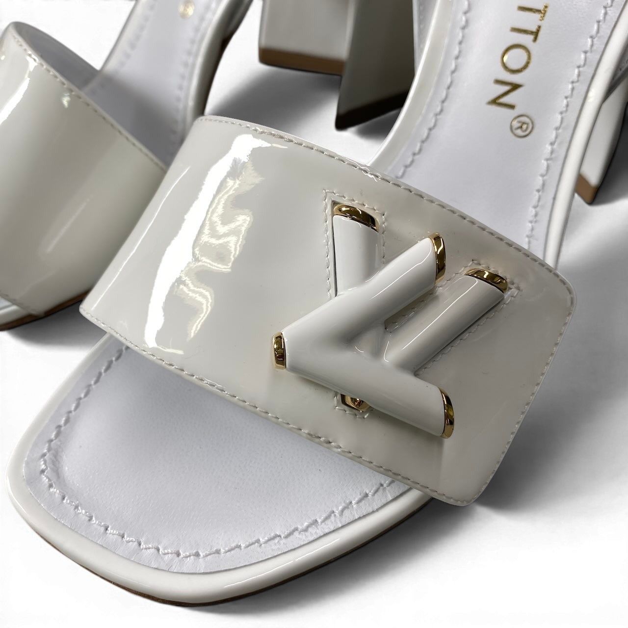 Louis Vuitton LV Initial Shake Line Ankle Strap Sandals White Patent 37 — view 7