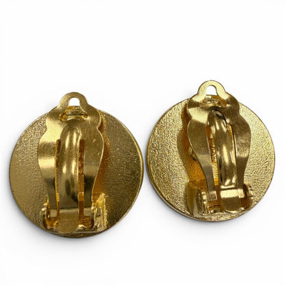 Chanel 97P Vintage Camellia Round Earrings Gold — view 2