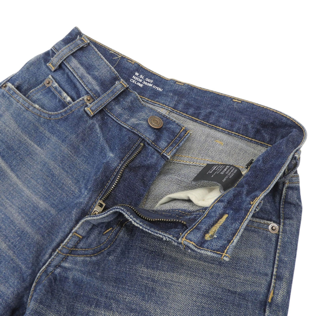Celine 100% Cotton Slim Fit Zip Fly Denim Pants Indigo 24 — view 3
