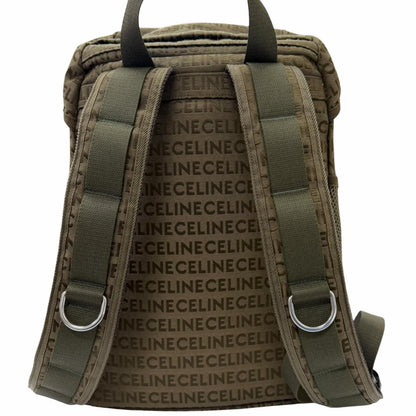 Celine Canvas Partial Leather Logo All Over Pattern Trekking Backpack Khaki — view 4