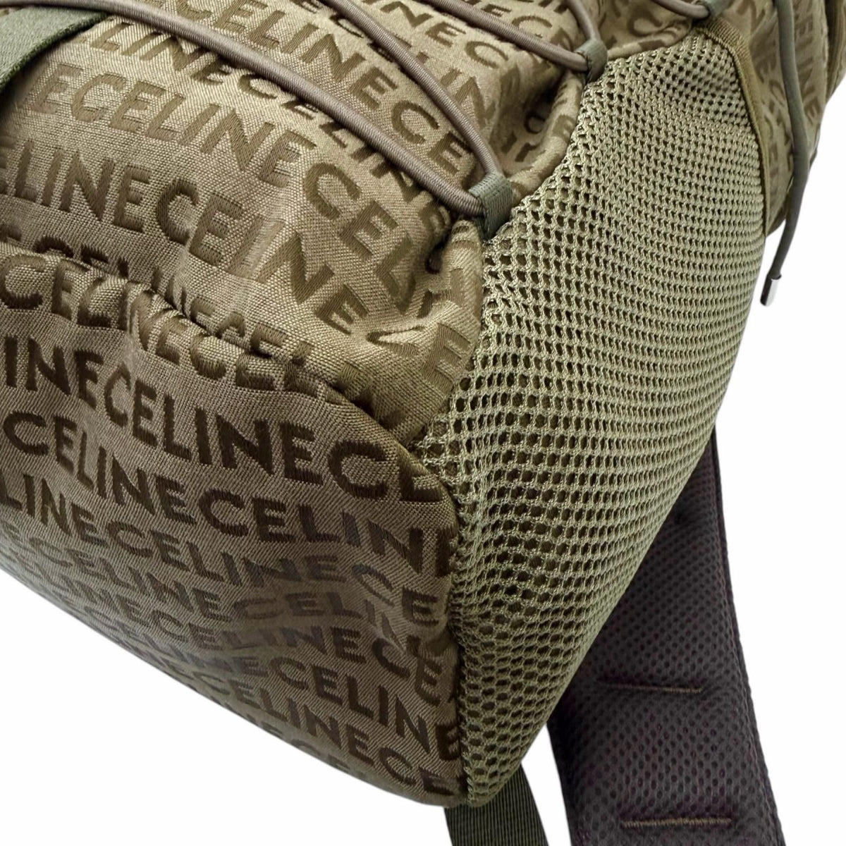 Celine Canvas Partial Leather Logo All Over Pattern Trekking Backpack Khaki — view 7