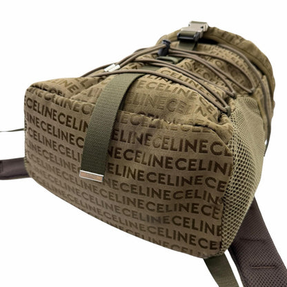 Celine Canvas Partial Leather Logo All Over Pattern Trekking Backpack Khaki — view 6