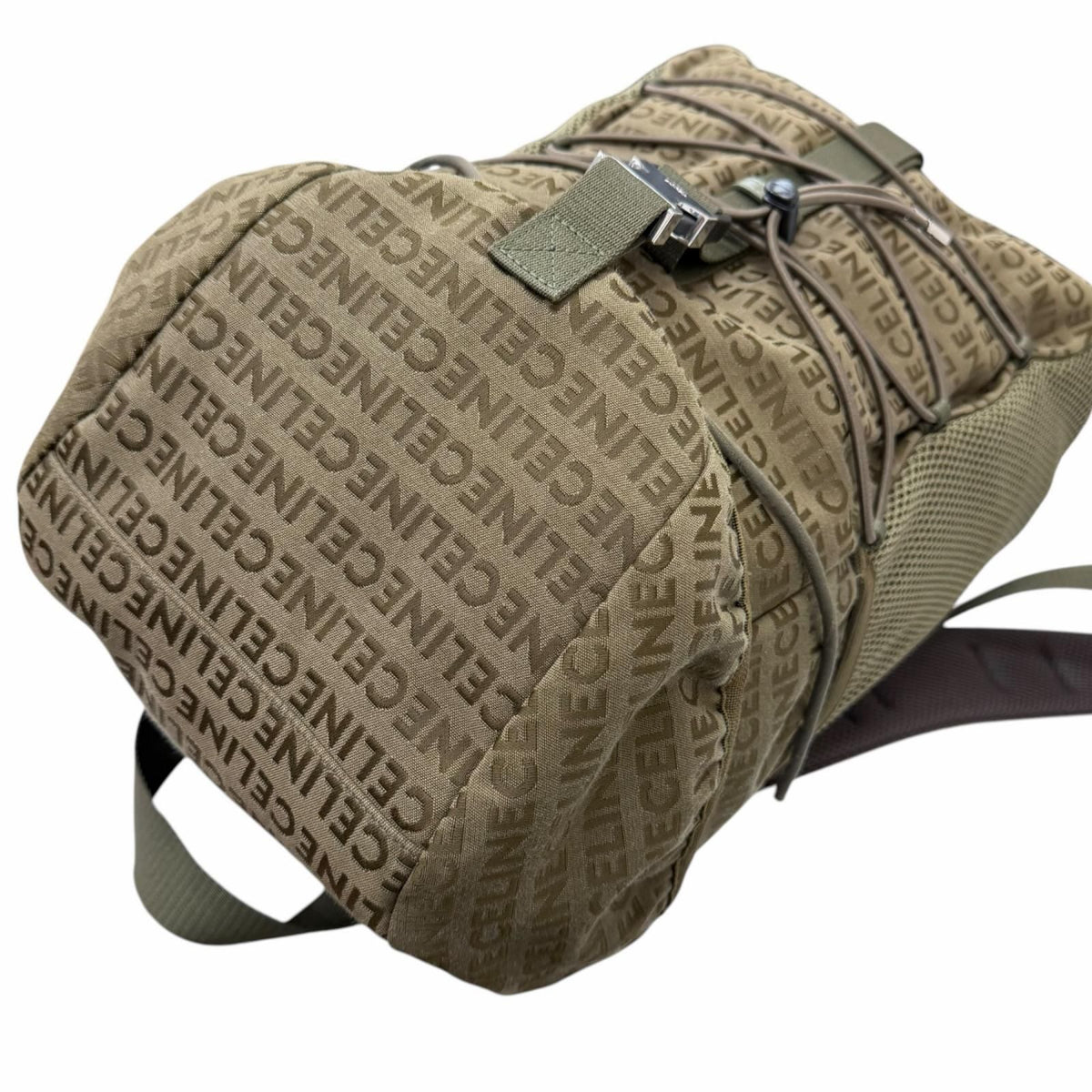 Celine Canvas Partial Leather Logo All Over Pattern Trekking Backpack Khaki — view 5