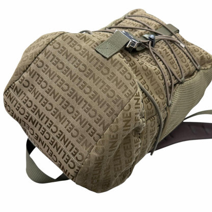 Celine Canvas Partial Leather Logo All Over Pattern Trekking Backpack Khaki — view 5