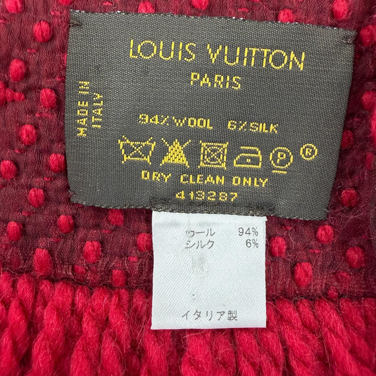 Louis Vuitton Echarpe Logomania Wool Silk Ruby Scarf With Fringe — view 6