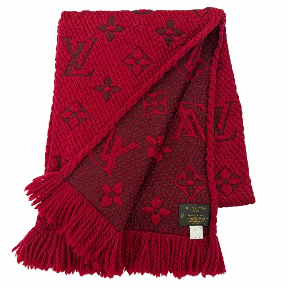 Louis Vuitton Echarpe Logomania Wool Silk Ruby Scarf With Fringe — view 2