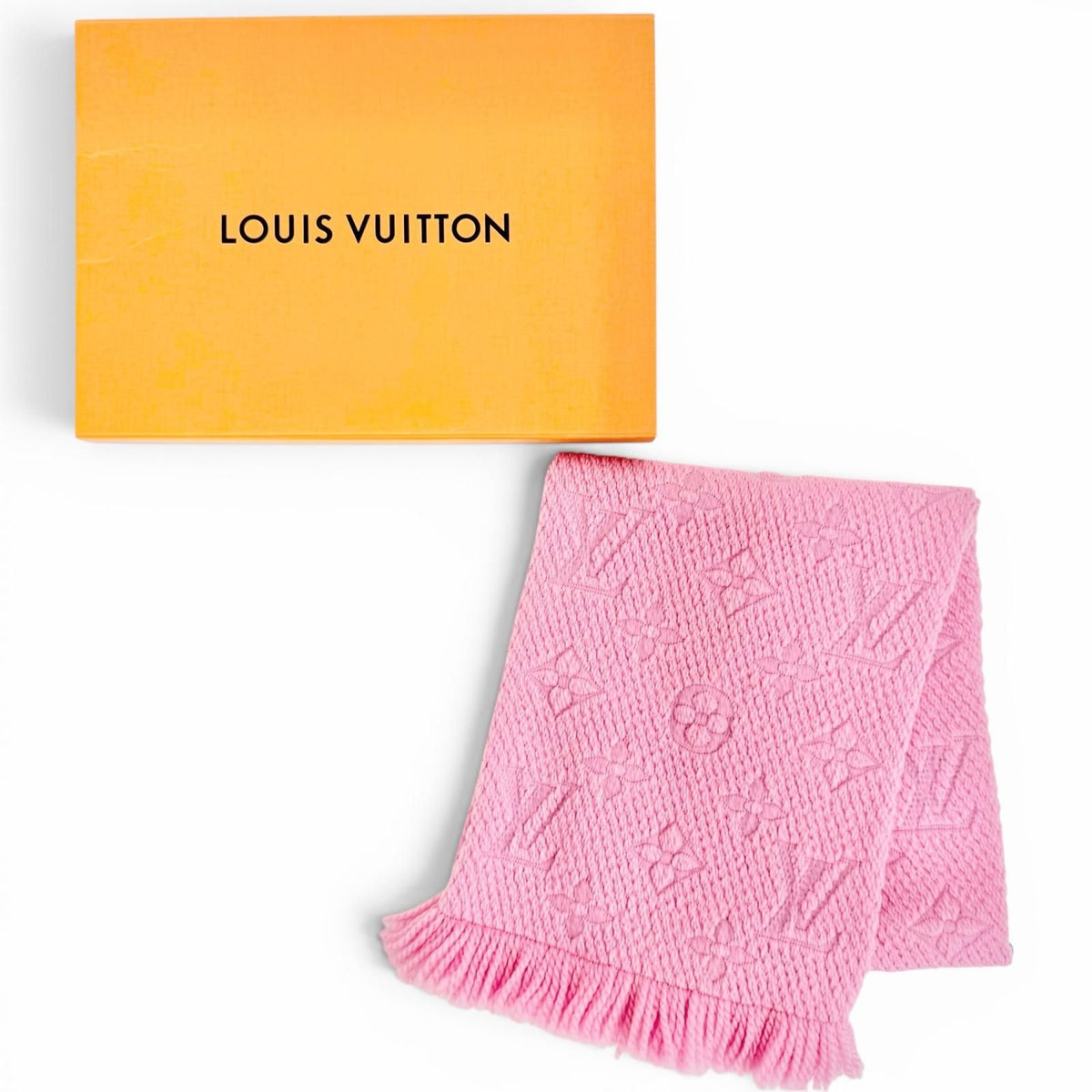 Louis Vuitton Echarpe Logomania Wool Silk Monogram Fringe Scarf Pink — view 2