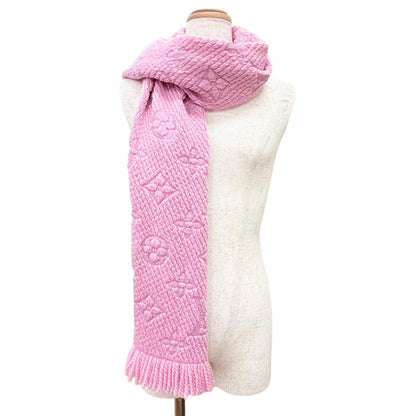 Louis Vuitton Echarpe Logomania Wool Silk Monogram Fringe Scarf Pink — view 4