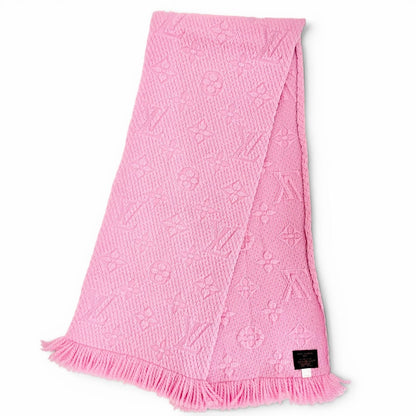 Louis Vuitton Echarpe Logomania Wool Silk Monogram Fringe Scarf Pink — view 3