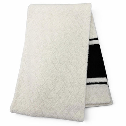 Chanel Cashmere Quilted CC Logo Large Shawl Scarf Black White — view 4