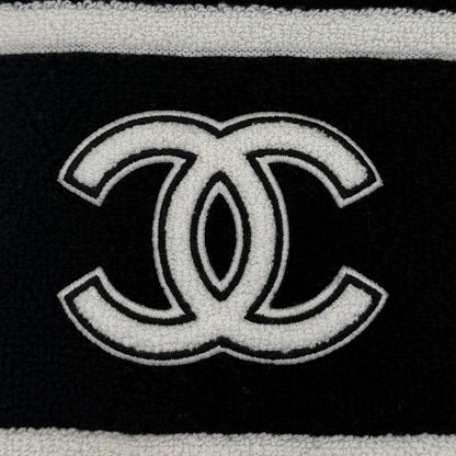 Chanel Cashmere Quilted CC Logo Large Shawl Scarf Black White — view 6