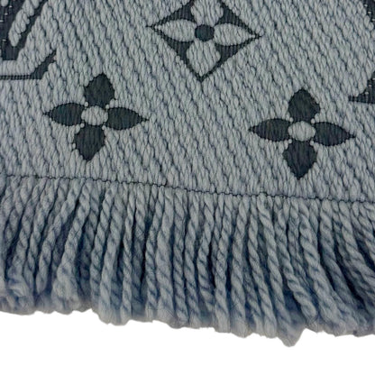 Louis Vuitton Echarpe Logomania Wool Silk Scarf With Fringe Blue — view 5