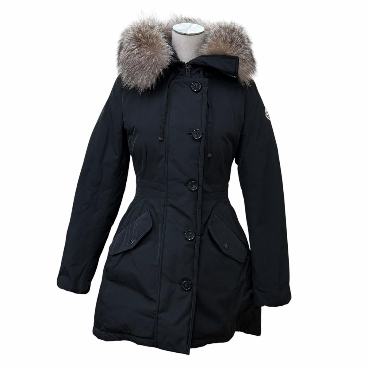 Moncler Monticole Fox Fur with Hood Style Down Coat Black 0