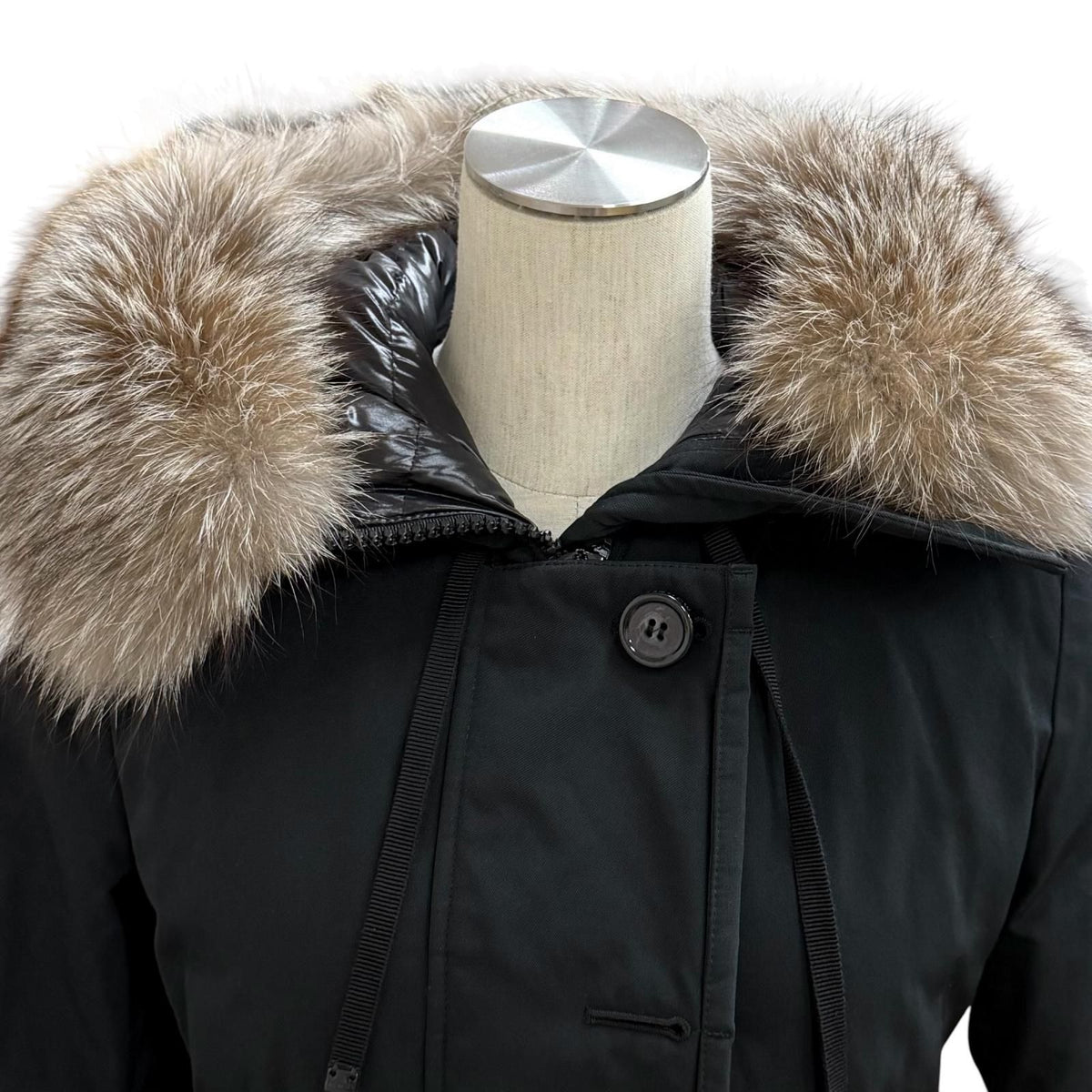Moncler Monticole Fox Fur with Hood Style Down Coat Black 0 — view 4