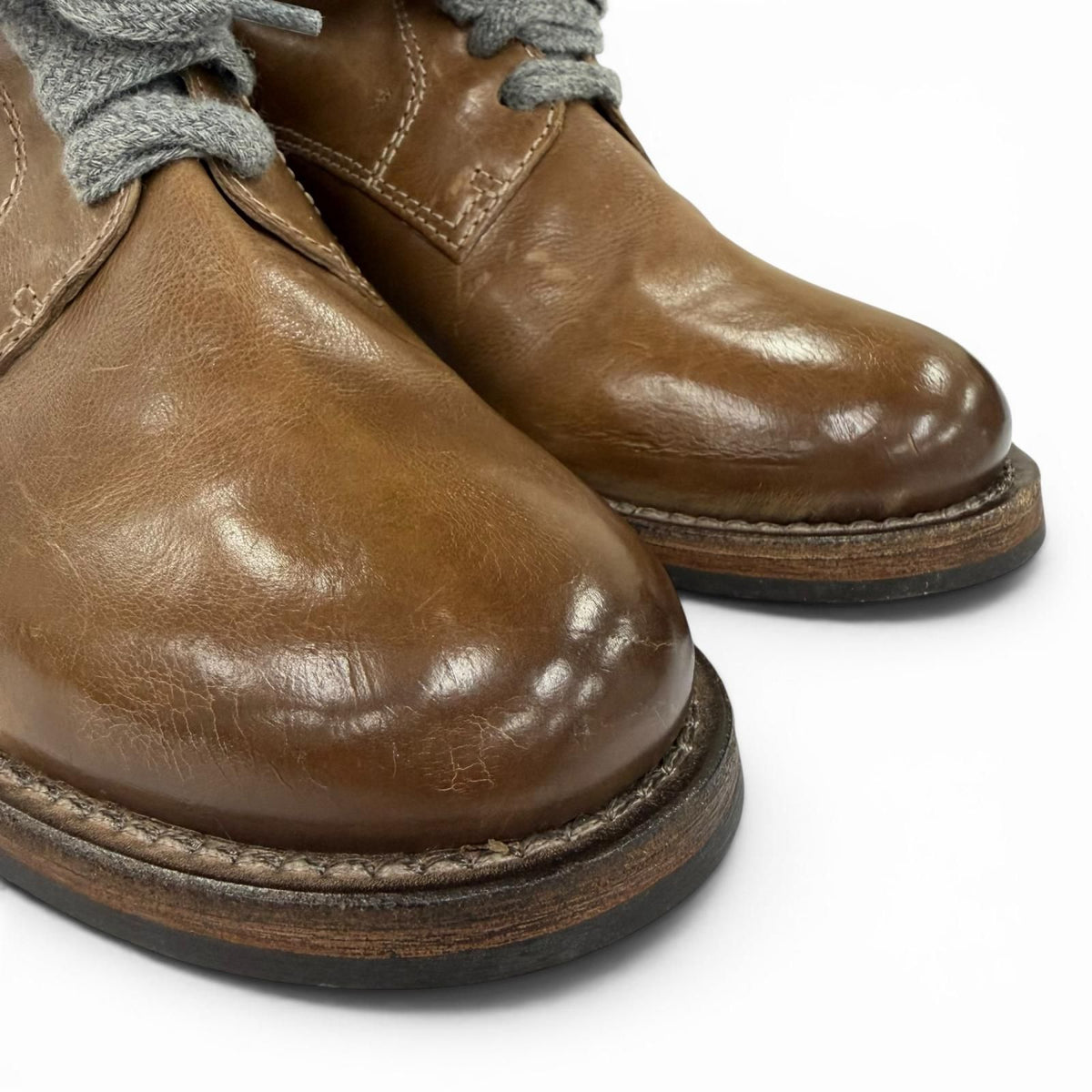 Brunello Cucinelli Leather Suede Paneled Long Boots Brown Gray — view 7
