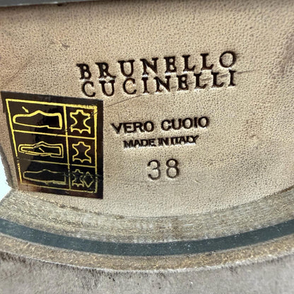 Brunello Cucinelli Leather Suede Paneled Long Boots Brown Gray — view 8