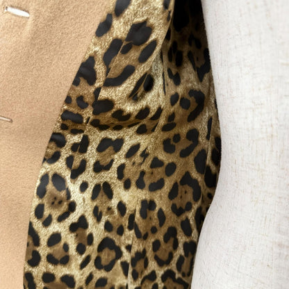 Dolce & Gabbana Black Tag 100% Camel Lining Leopard DG Logo Button Single Long — view 5