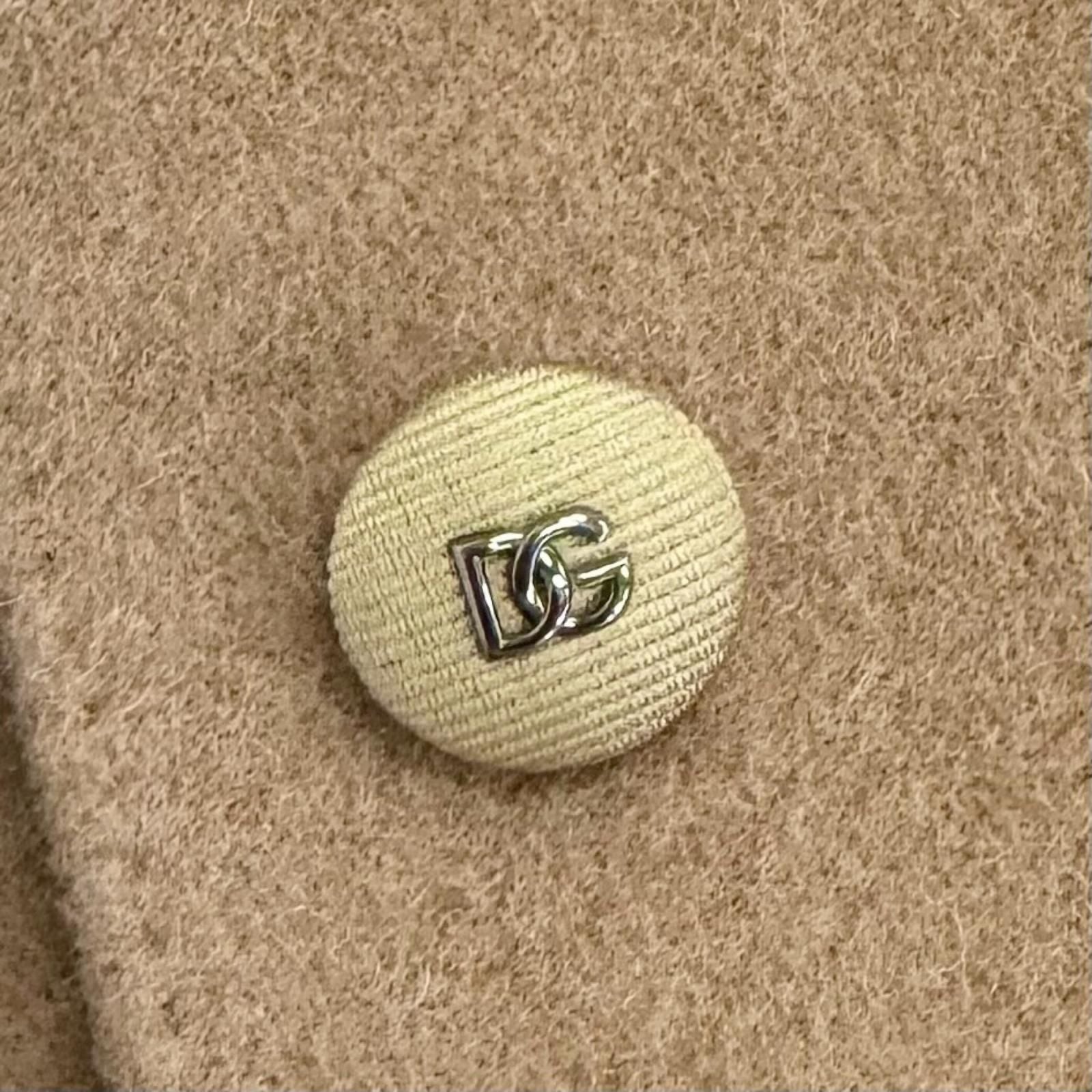 Dolce & Gabbana Black Tag 100% Camel Lining Leopard DG Logo Button Single Long — view 6