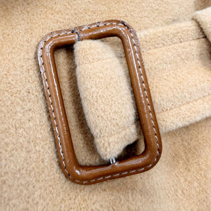 Hermes Cashmere Angora Leather with Belt Tailored Soutien Collar Coat Mustard 46 — view 7