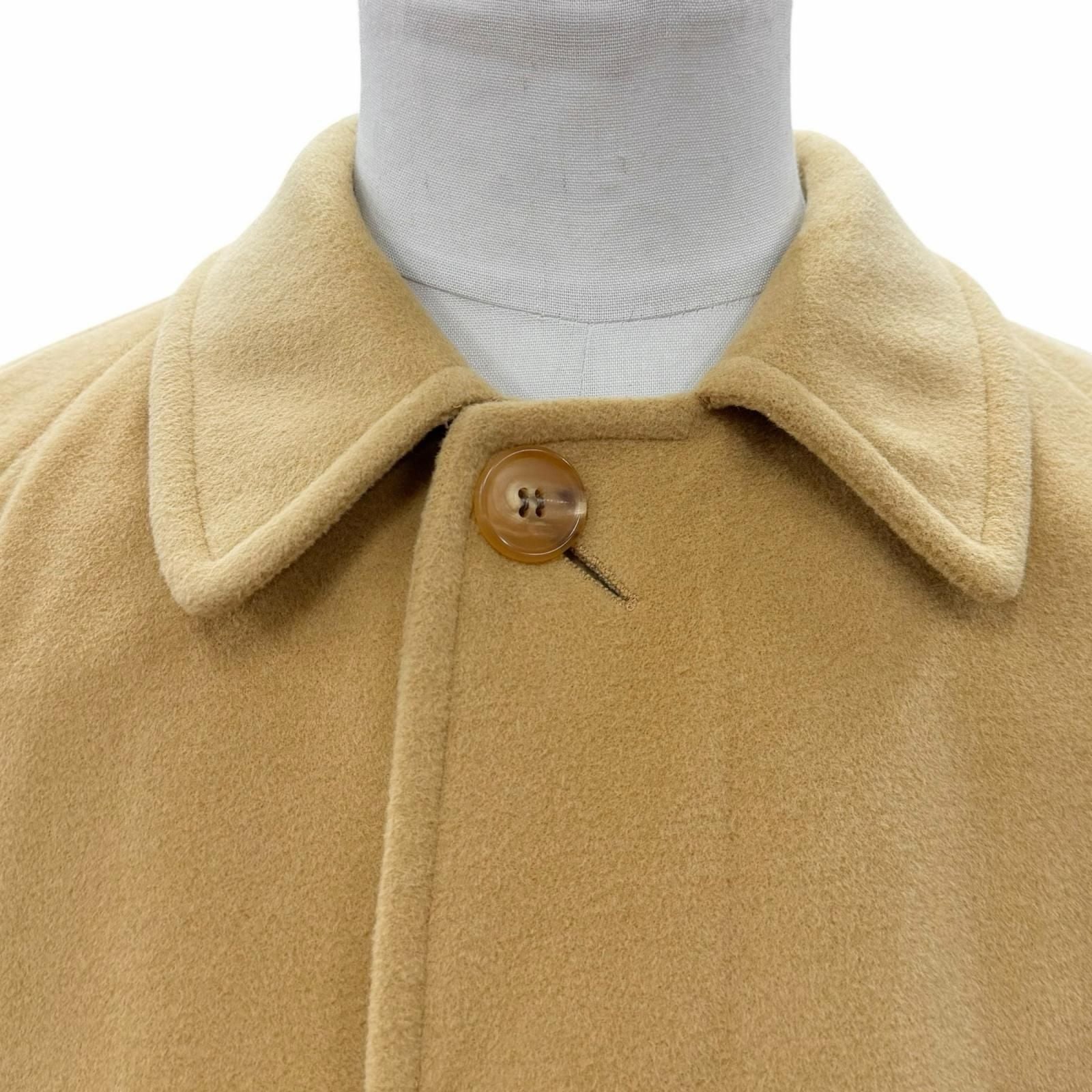 Hermes Cashmere Angora Leather with Belt Tailored Soutien Collar Coat Mustard 46 — view 2