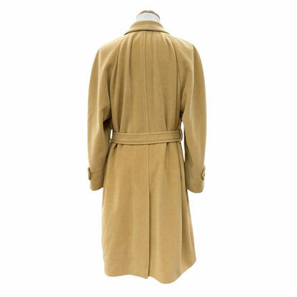 Hermes Cashmere Angora Leather with Belt Tailored Soutien Collar Coat Mustard 46 — view 4