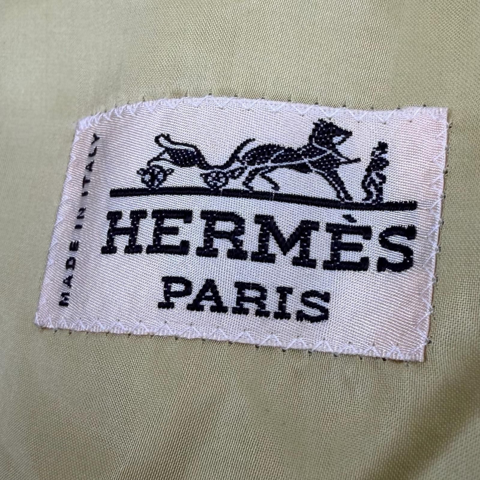 Hermes Cashmere Angora Leather with Belt Tailored Soutien Collar Coat Mustard 46 — view 8