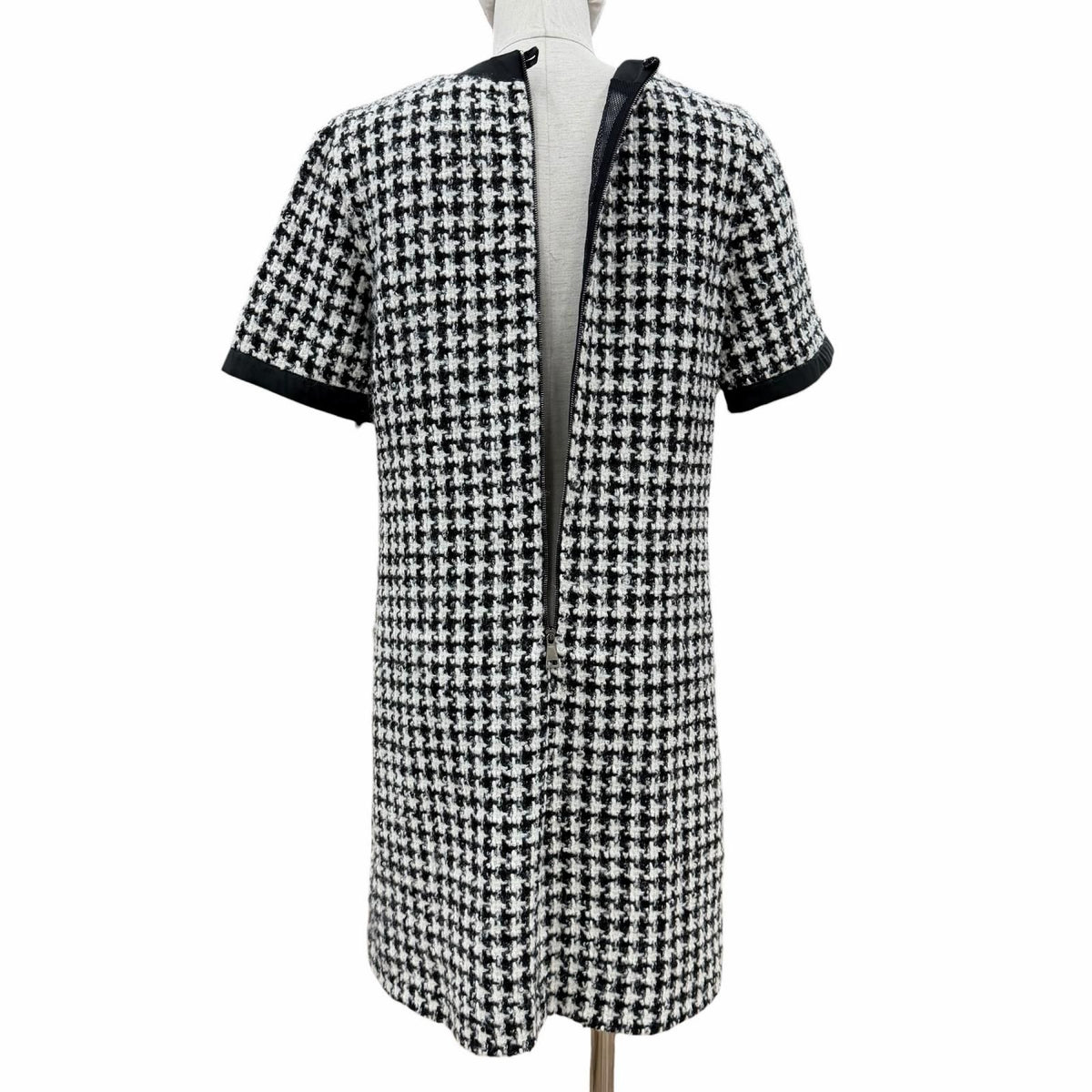 Moncler Abito Wool Blend Monotone Short Sleeve Dress Black White 38 — view 5