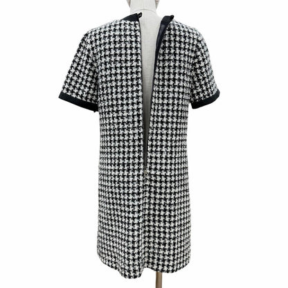 Moncler Abito Wool Blend Monotone Short Sleeve Dress Black White 38 — view 5