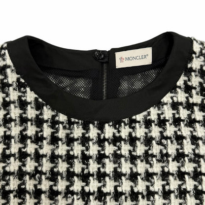 Moncler Abito Wool Blend Monotone Short Sleeve Dress Black White 38 — view 4