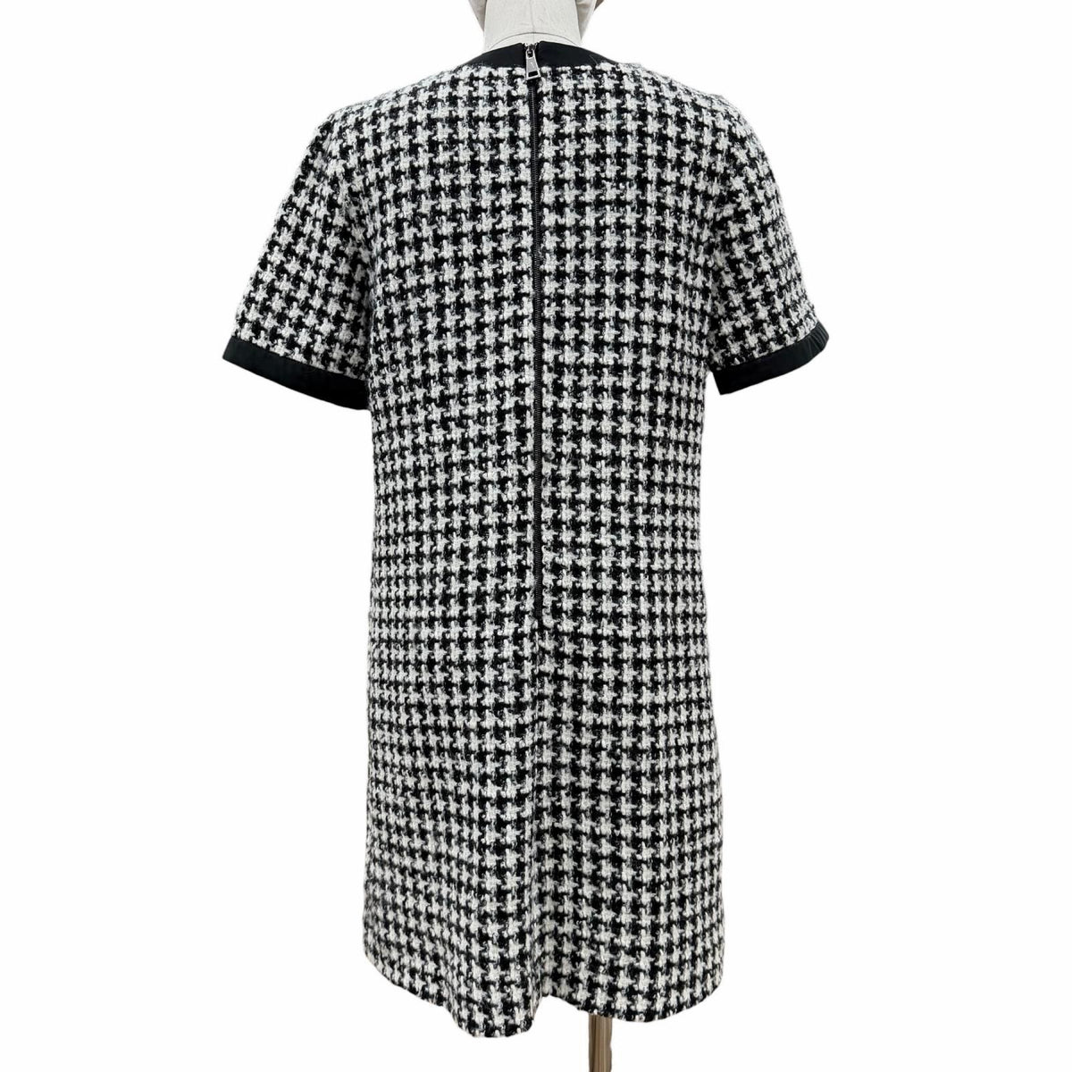 Moncler Abito Wool Blend Monotone Short Sleeve Dress Black White 38 — view 3