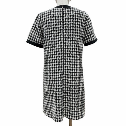 Moncler Abito Wool Blend Monotone Short Sleeve Dress Black White 38 — view 3